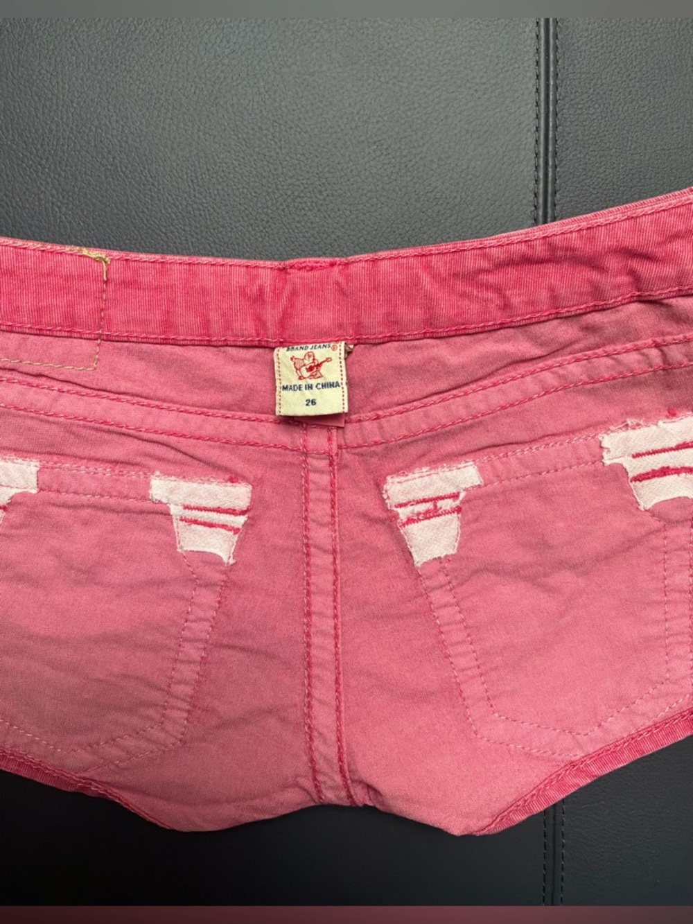 True Religion Hot Pink Denim Cutoff Shorts Y2K Low Rise - Picture 3 of 3